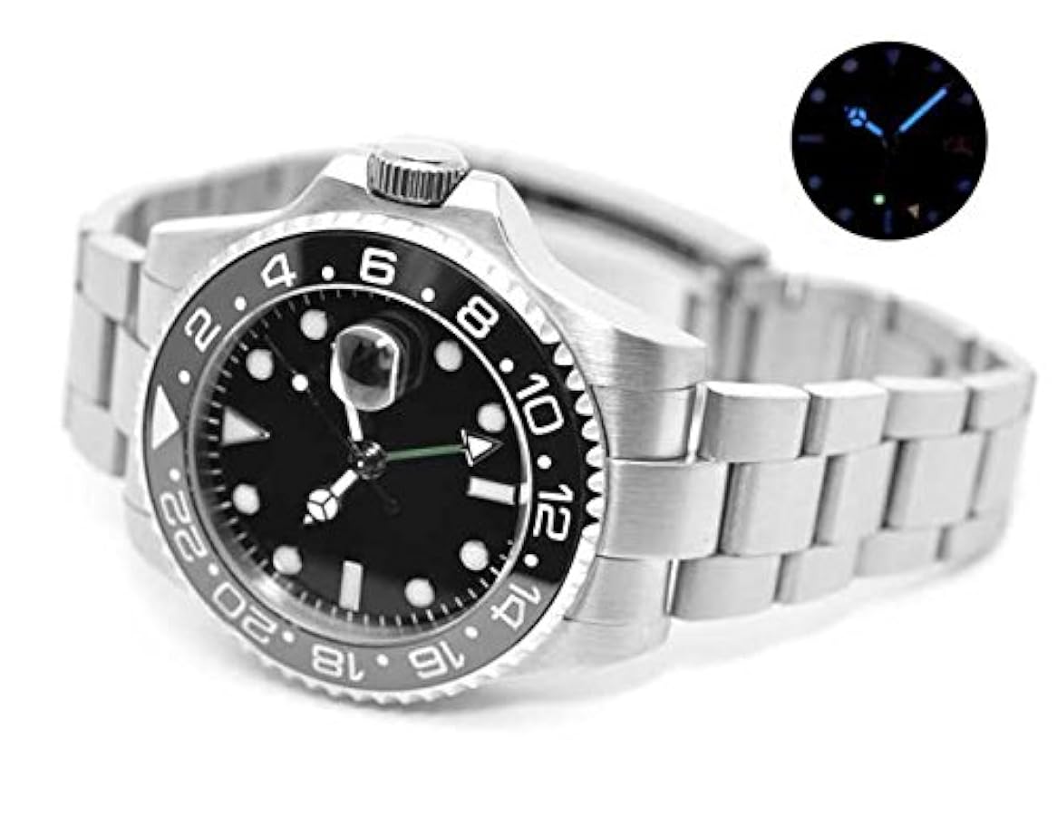 新品(同様) 自動巻き時計 nologo GMT Amazon.co.jp: ノーロゴ 腕時計 自動巻き サブマリーナタイプ